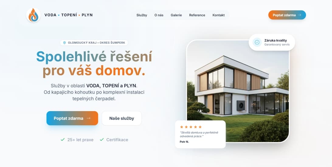 Moderní web pro instalatérské služby